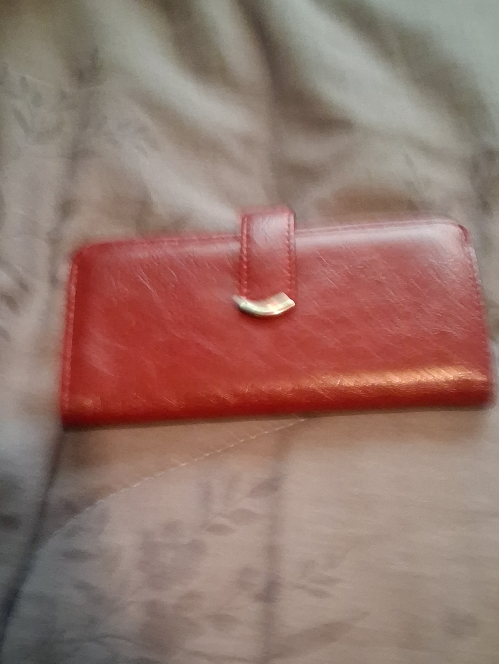 Red Leather Wallet  Women's Long Wallet